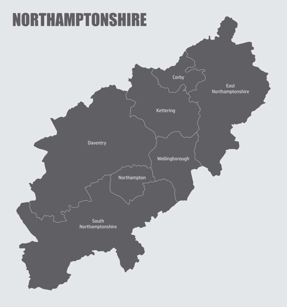 northamptonshire districts map